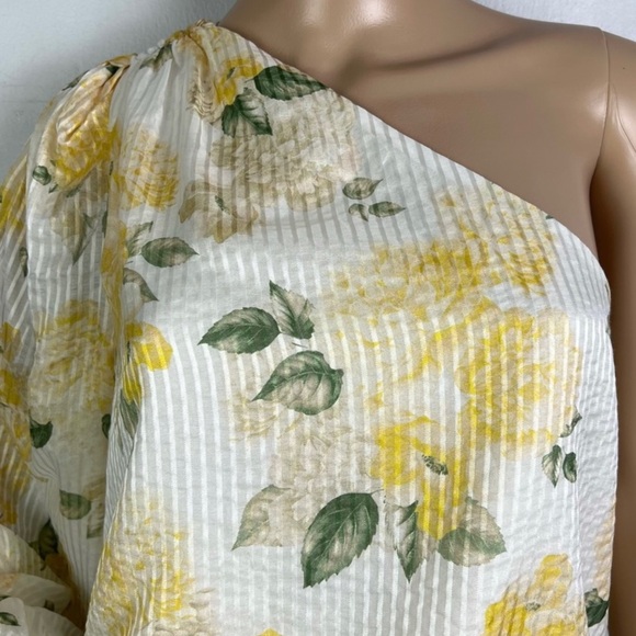 NEW CAMI NYC REVOLVE YELLOW FLORAL PRINT ONE-SHOULDER TOP - Picture 3 of 9
